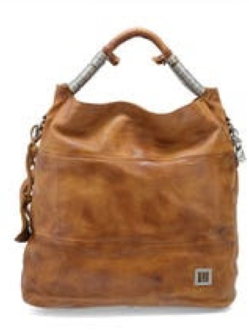 A.S.98 Hogan Bag, Camel, Leather Hobo with Wrapped Metal-Accented Handle